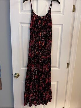 Vintage Black Floral Maxi Dress